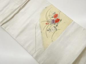 金駒刺繍山並に椿・草模様名古屋帯